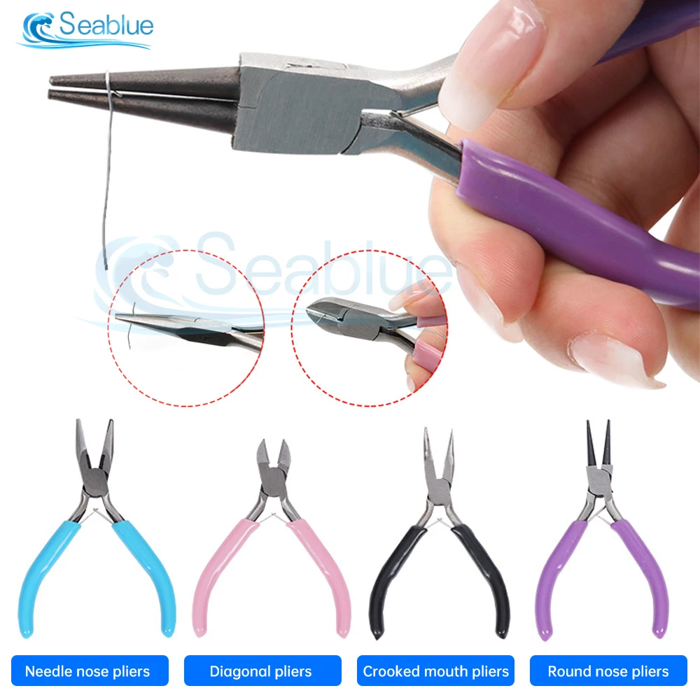 Mini Pliers Diagonal Pliers Round Bent Needle Nose Cutter Handcraft Beading Insulated Plier For DIY Small Jewelry Pliers Tools