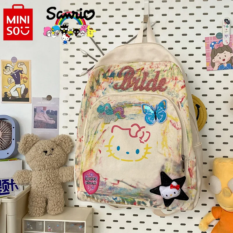 

MINISO Hello Kitty New Women's Backpack Fashionable High Quality Girl Backpack Cartoon Popular Large Capacity Student Backpack