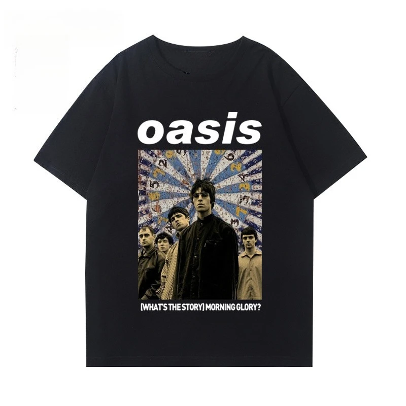 

Футболка с альбомом Oasis Band, мужская и женская летняя американская винтажная одежда с короткими рукавами и граффити в британском стиле, повседневный топ, популярный