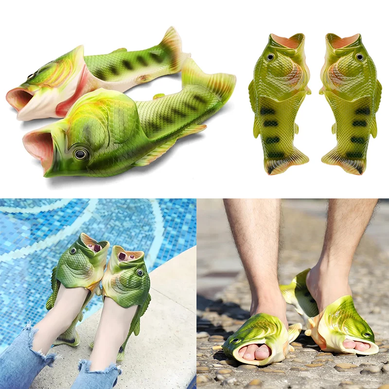 Design unico di pantofole a forma di pesce verde scarpe da spiaggia per interni ed esterni per coppie-1 pz