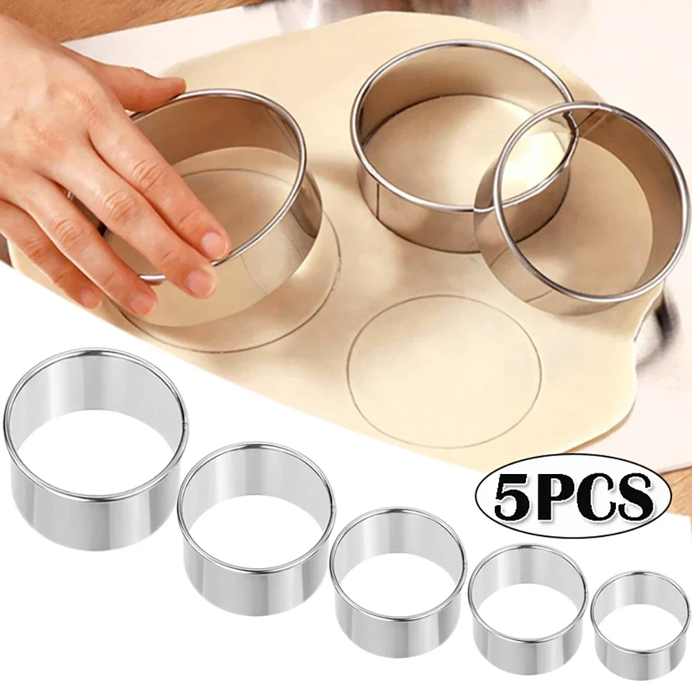 5/1Pcs Round Biscuit Mold Stainless Steel Cake Fondant Cutting Mold DIY Biscuit Pastry Cake Baking Tools Kitchen Baking Gadget