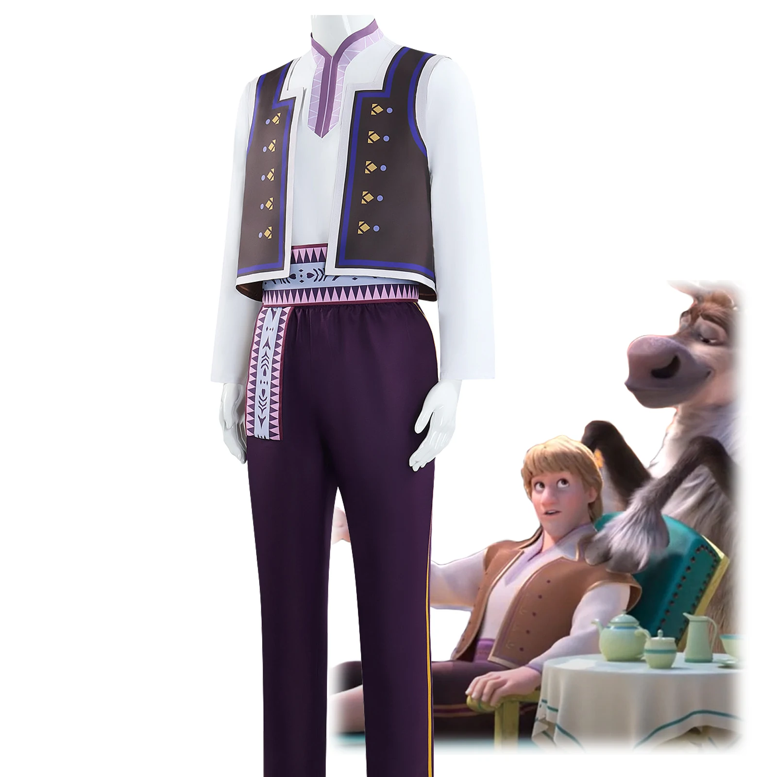 Ropa de fiesta de Carnaval de Halloween para hombres adultos Kristoff Cosplay propuesta ropa disfraz conjunto uniforme Top pantalones trajes Anime