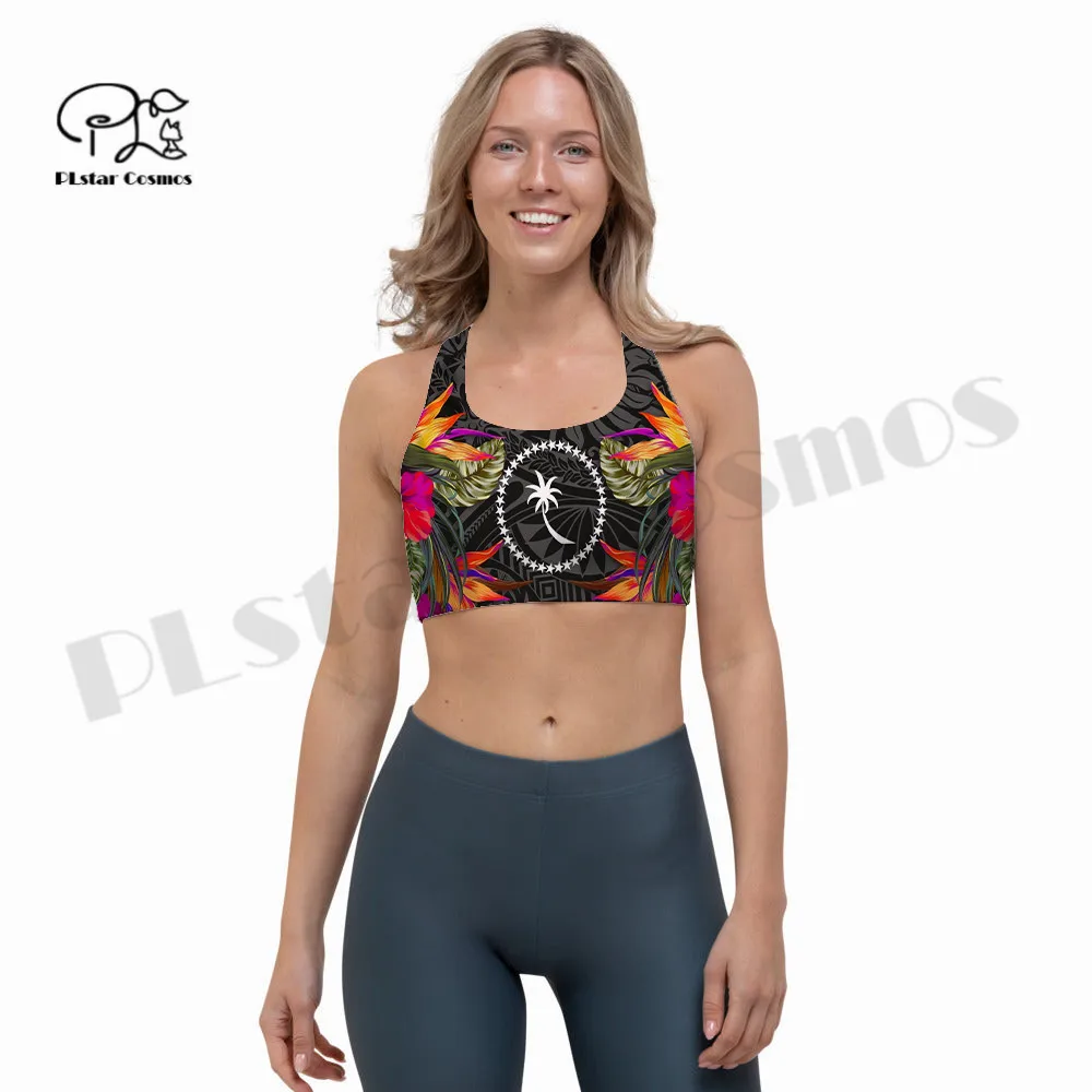 PLstar Cosmos Newest 3DPrint Chuuk Polynesia Tribal Tattoo Yoga Sport Bra Cup Fitness Gym Cozy Unique Women'Vest Running Hot Top