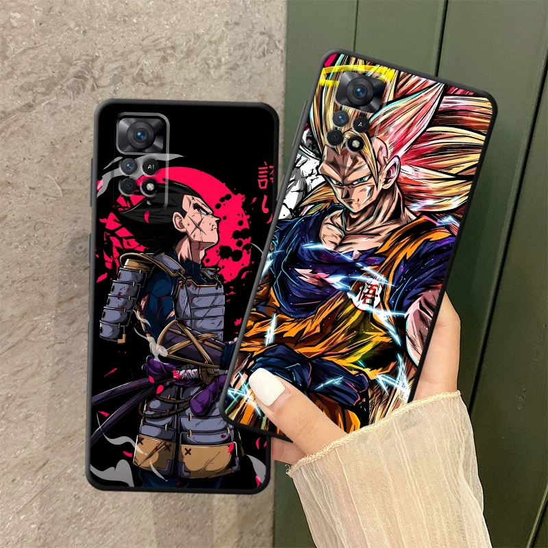 Funda de teléfono suave negra para Xiaomi Redmi Note 12s 11s 9S 10S 13 14 Pro Plus 7 8 9 10 11 12 Pro Dragon Ball Son Goku Beerus
