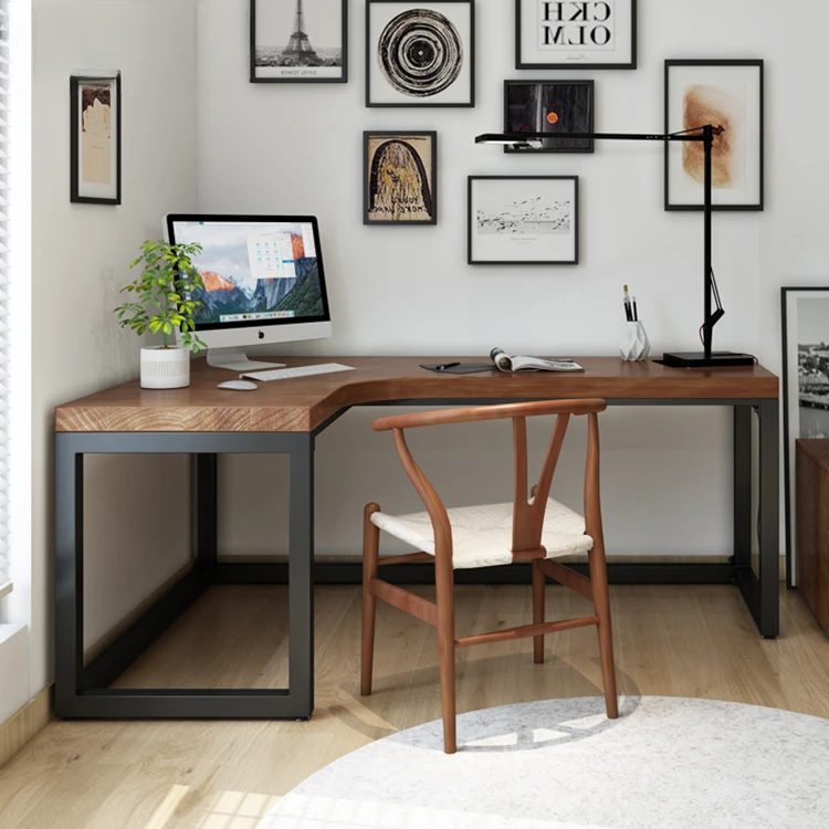 Nordic modern wooden workbench corner desk home L-shaped computer  study used industrial workbenches