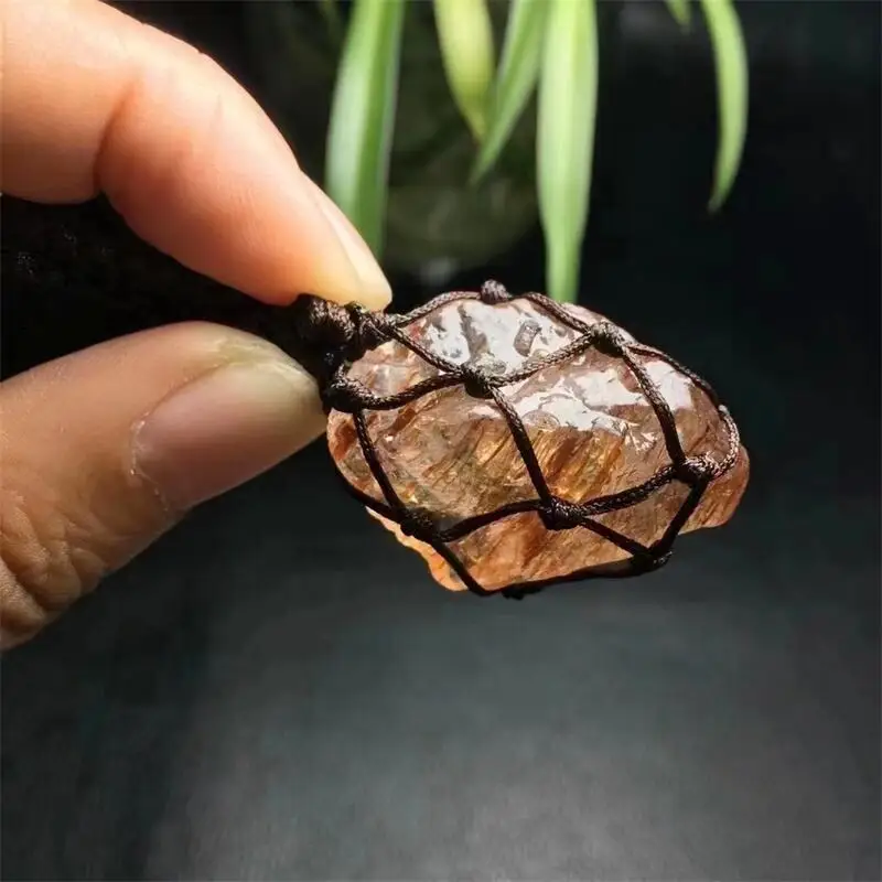 Natural Black Gold Super Sevsen Quartz Woven Pendant Handmade Women Healing Crystal  Women Man  Jewelry Christmas Gift 1PCS