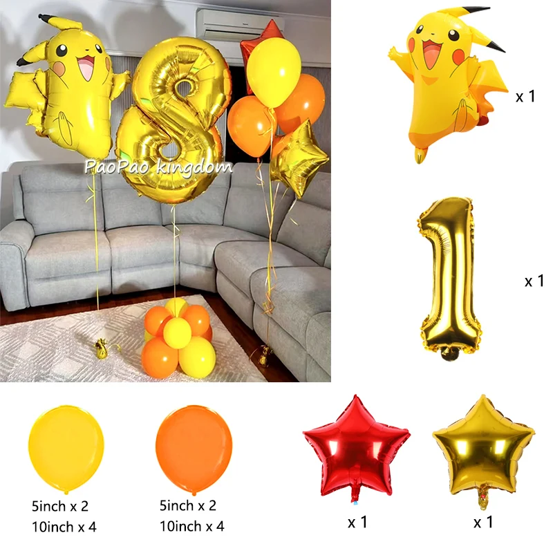 Bestseller Pikachu Ballon-Set Cartoon-Charakter Luftballons für Babyparty Geburtstagsdekoration – Detail 1