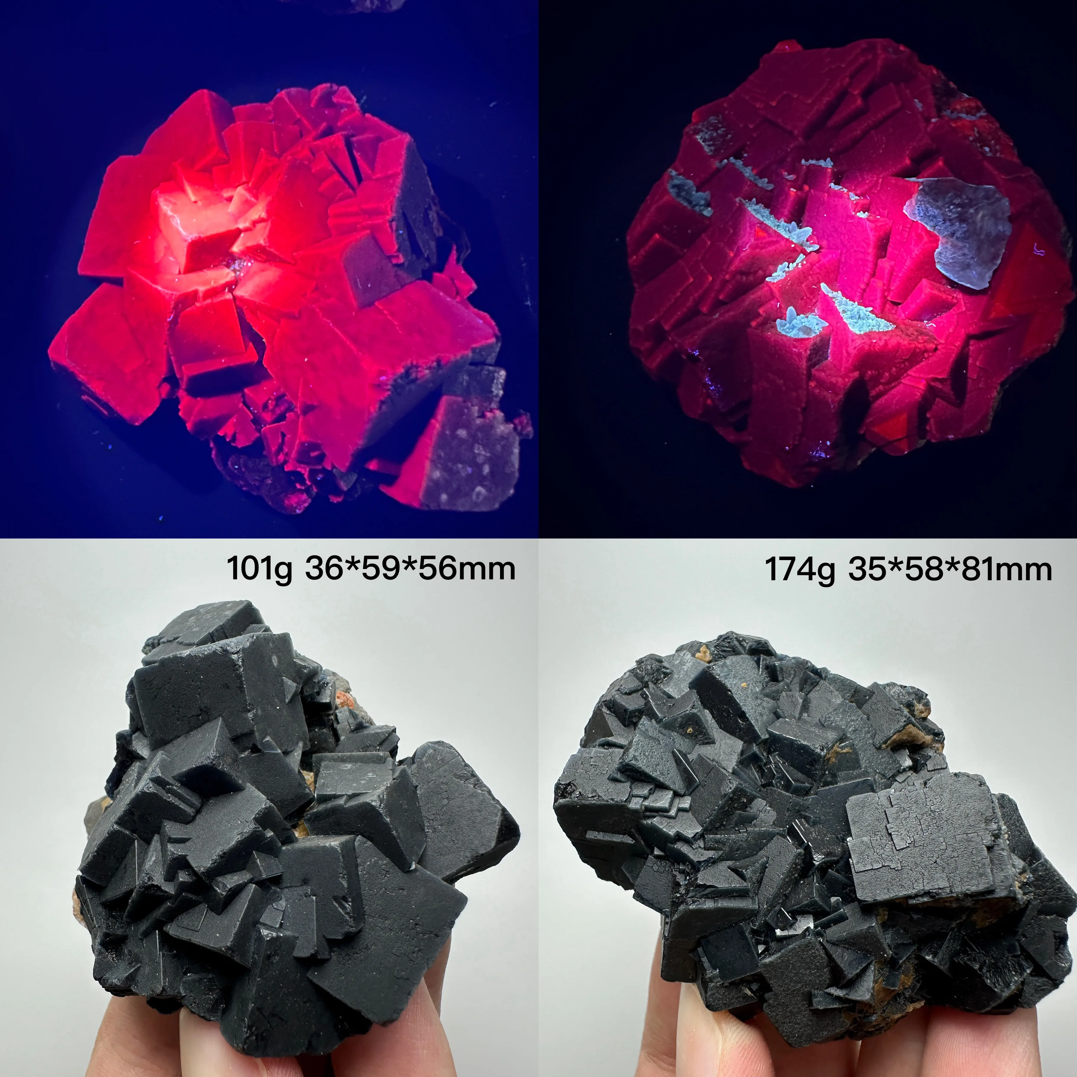 Natural Pakistan Rose Black Fluorite (Fluorescent Effect Red) Rough Mineral Crystal Quartz Healing Stone Home Decor