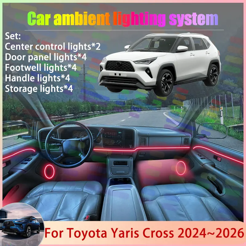 

For Toyota Yaris Cross AC200 2024 2025 NYC200 MK2 2/18 in 1 Car Atmosphere Light Lamp RGB Shade Ensemble Streamer Atmosphere Set