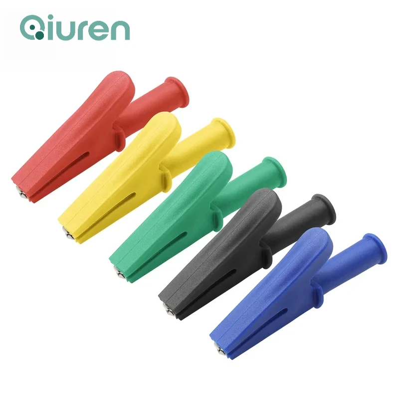 5PCS Pure Copper Insulated Test Alligator Clip 10MM Opening With 4MM Jack Safety Crocodile Clamps For Banana Plug Or Welding