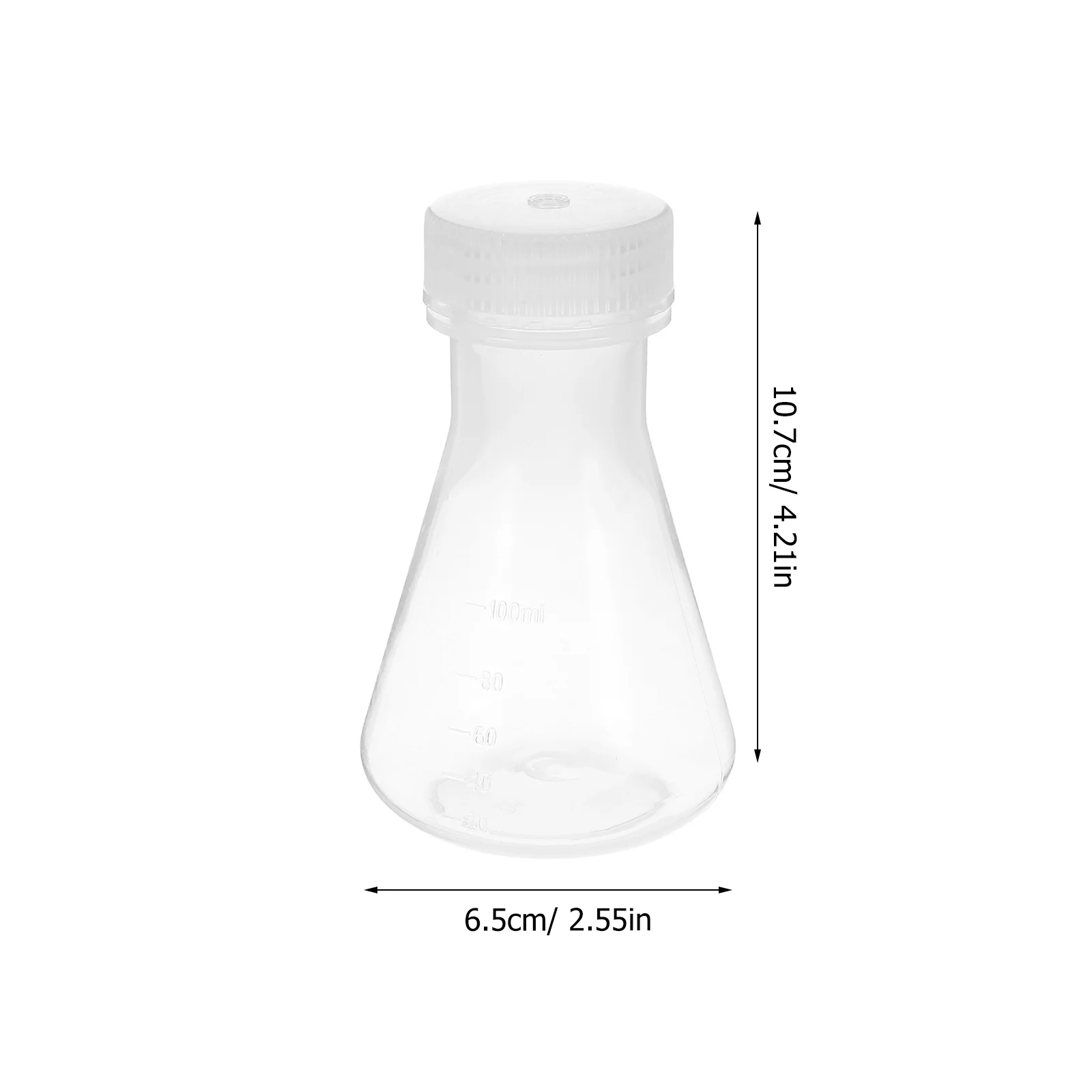 5 個のフラスコ クリアスケール プラスチック製円錐形化学実験用ガラス器具 三角形エルレンマイヤーストッパー