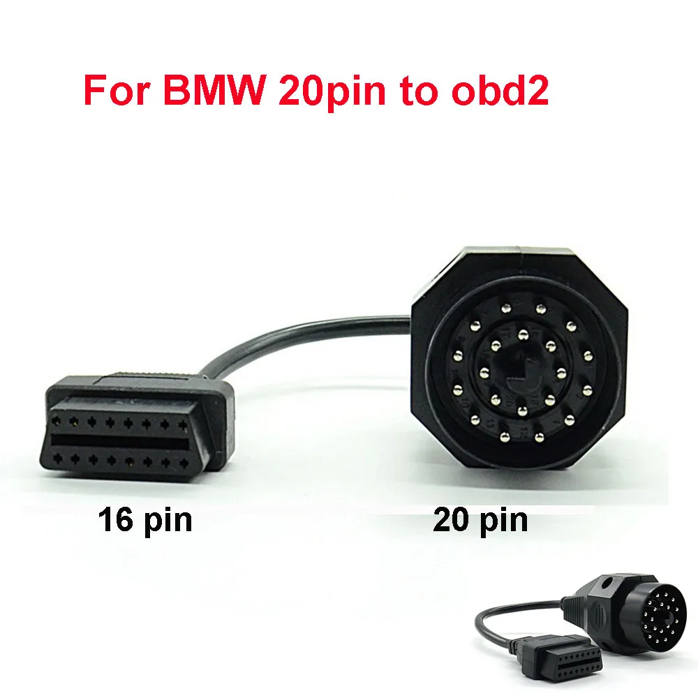 OBD II Adapter For BMW 20pin to OBD2 16PIN Female ConnectorE36 E46 E38 E39 X5 Z3 OBD Diagnostic Connector Cable Round Plugs