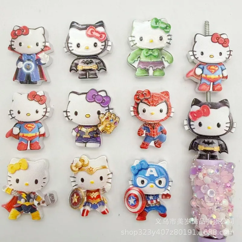 

Hello Kitty Through Hole Double-sided Relief Cartoon Kt Cat Cosplay Acrylic Sheet Beads Diy Handmade Jewelry Accessories