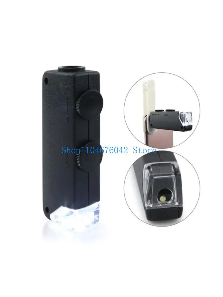 652F 60-100X Jewelry LED Light Portable Pocket Microscope Identification Magnifier