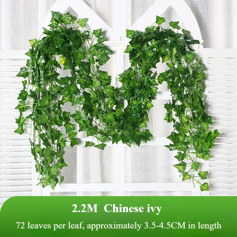 220cm Artificial Plants Green Ivy Fake Leaves Garland Plant Wall Hanging Vine Home Gardan Decoration Wedding Party Wreath Leaves