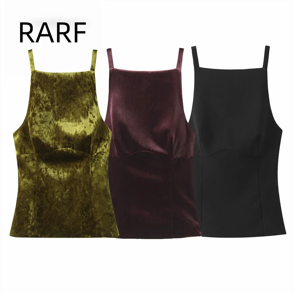 

Women's clothing 2024 autumn French sleeveless suspender velvet back bow decoration slimming top