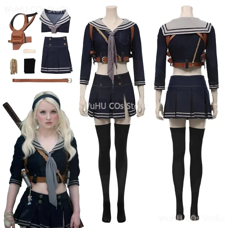 

Эмили Косплей для взрослых 2011, фильм Sucker Cos Punch, костюм, юбка, пояс, маскировка, платье JK, женское платье на Хэллоуин, карнавал, праздничная ткань