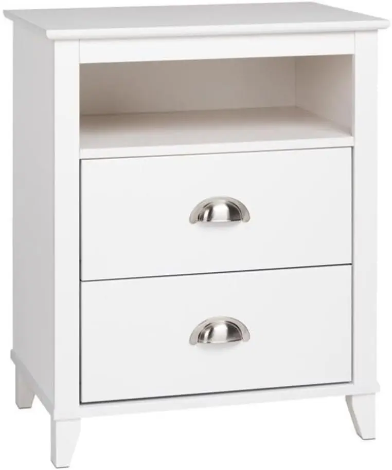 

Prepac Yaletown Traditional 2-Drawer Tall Nightstand Side Table, Bedside Table 2 Drawers and Open Shelf 16" D x 23" W x 28" H