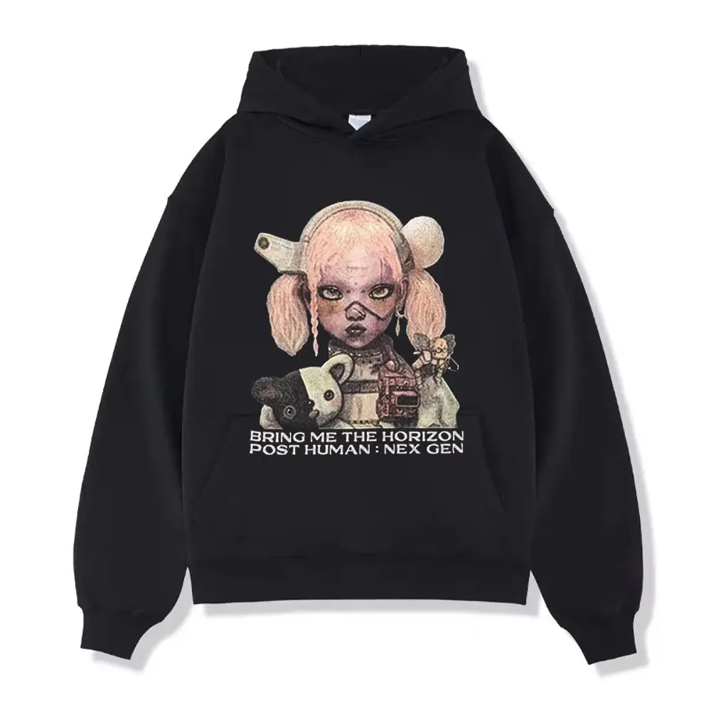 

2024 Men's Cotton Hoodie Costume Y2k Black Graphic Printed Women's Halloween Costume Sportswear Men's Oversized Pullover