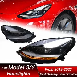 Reflektory samochodowe dla Tesla Model 3 Y 19-23 nowy styl montażu reflektor samochodowy LED modernizacja soczewki projektora zestaw akcesoriów