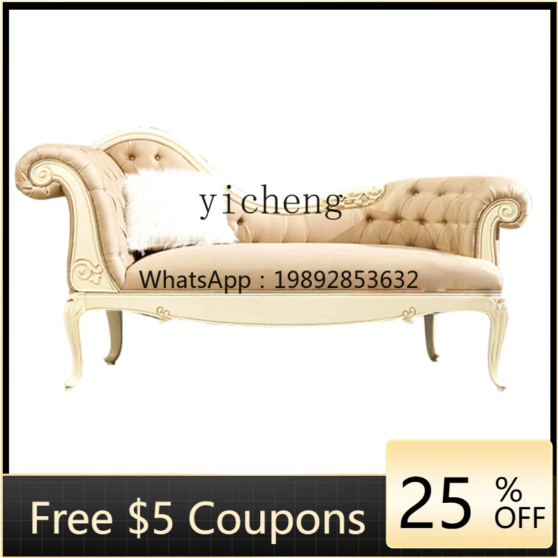 

BB American solid wood carving flower fabric princess sofa European simple recliner