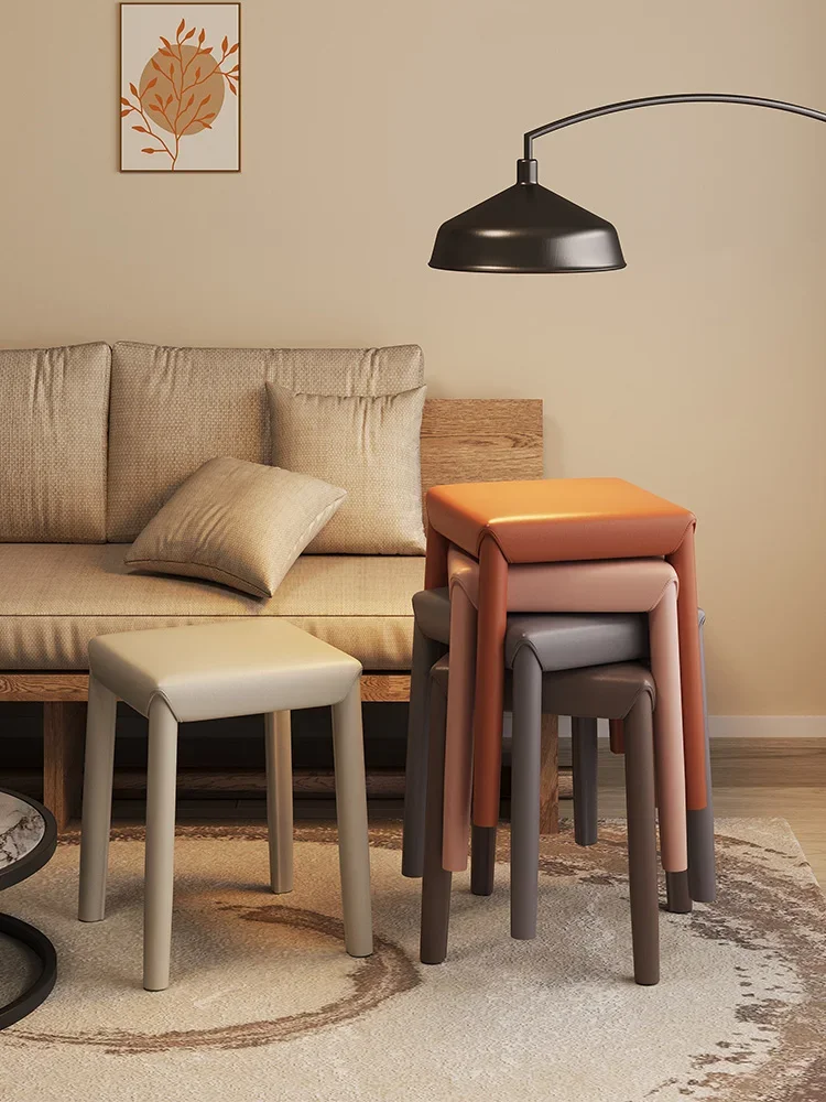 

Household thickened soft bag stool can be stacked for dining table chairs, modern