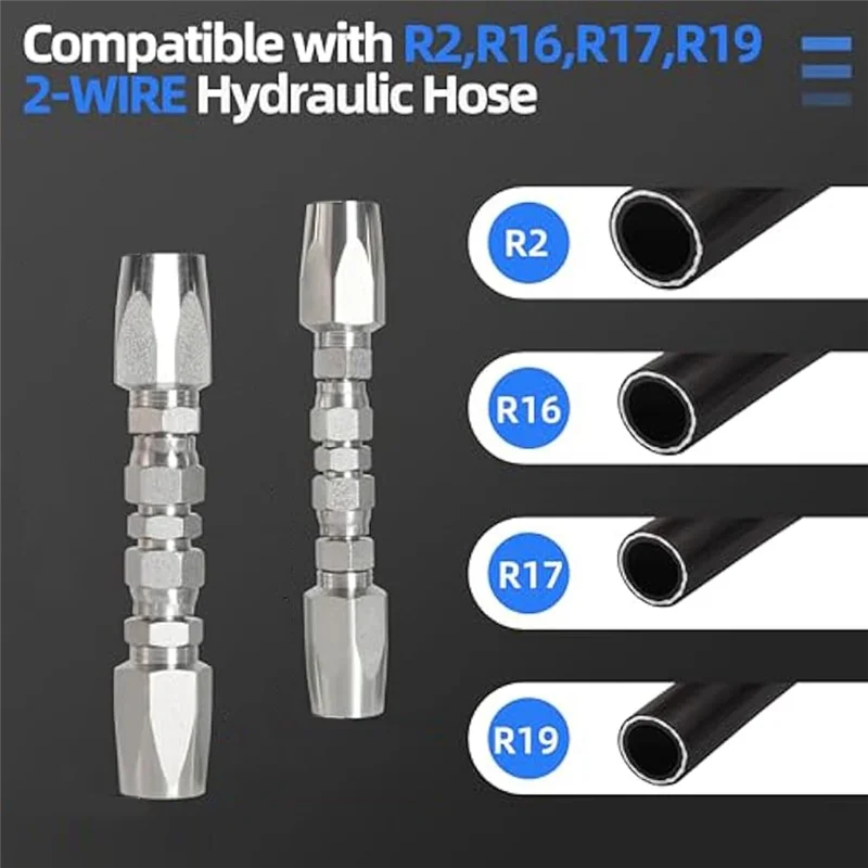 -BABQ Kit di riparazione riutilizzabile per raccordi per tubi idraulici da 4 pezzi, raccordi per tubi idraulici 1/2In3/4In, kit di riparazione per tubi idraulici
