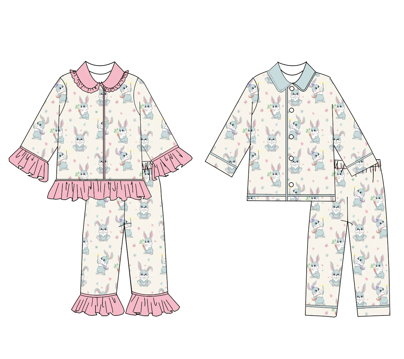 

Пижамный комплект для мальчиков и девочек, комплект из 2 предметов, топ с длинными рукавами и брюки на пуговицах, всесезонный комплект домашней одежды для детей и малышей