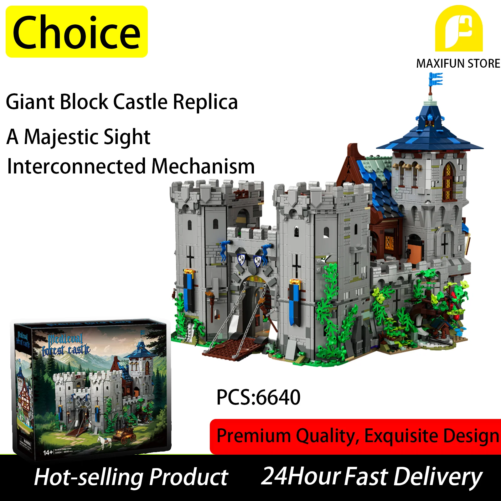 

6640PCS Medieval Forest Castle Building Blocks Set, Huge Bricks Model for Adults Advanced DIY Construction Toy Giant Architect