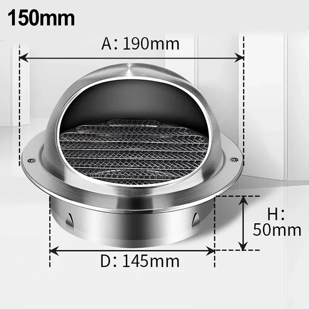 Stainless Steel Wall Ceiling Air Vent Ducting Ventilation 80/100/150mm Exhaust Grille Cover Outlet Heating Cooling Vents Cap