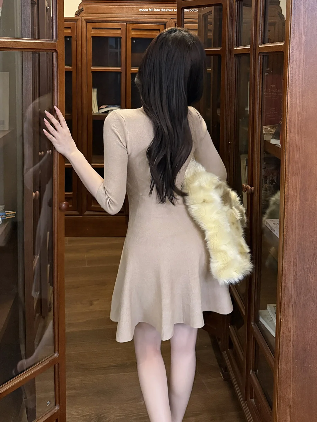 Nueva primavera otoño Sexy Y2K caqui de manga larga ceñido al cuerpo Mini vestido de mujer recortado vendaje arco apretado Club fiesta graduación vestidos de fondo