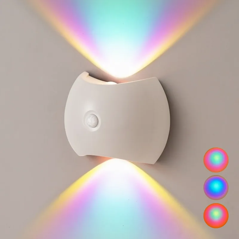 

Спальня, коридор, новинка 2025, светодиодный настенный светильник с датчиком движения, магнитный перезаряжаемый ночник без дрели