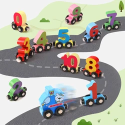 12PCS/Sets Magnetic Digital Train Colorful Cognition Wooden Toy Learning Car Montessori Children's Assembly Educational Toys