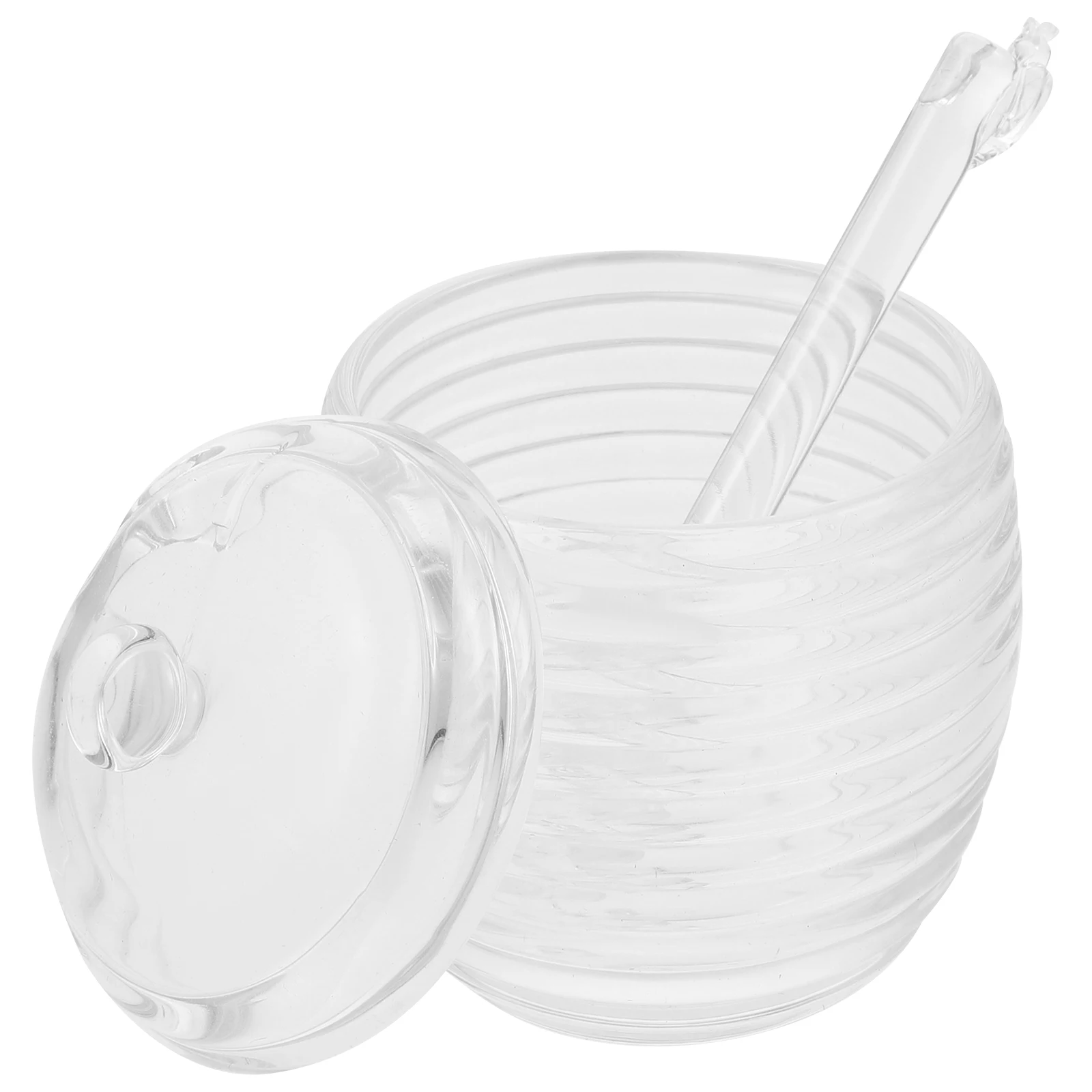 

1Set Clear Glass Honey Dispenser with Lid and Dipper Keep Moisture Out Compact Design Transparent Honey Jar Transparent Jar