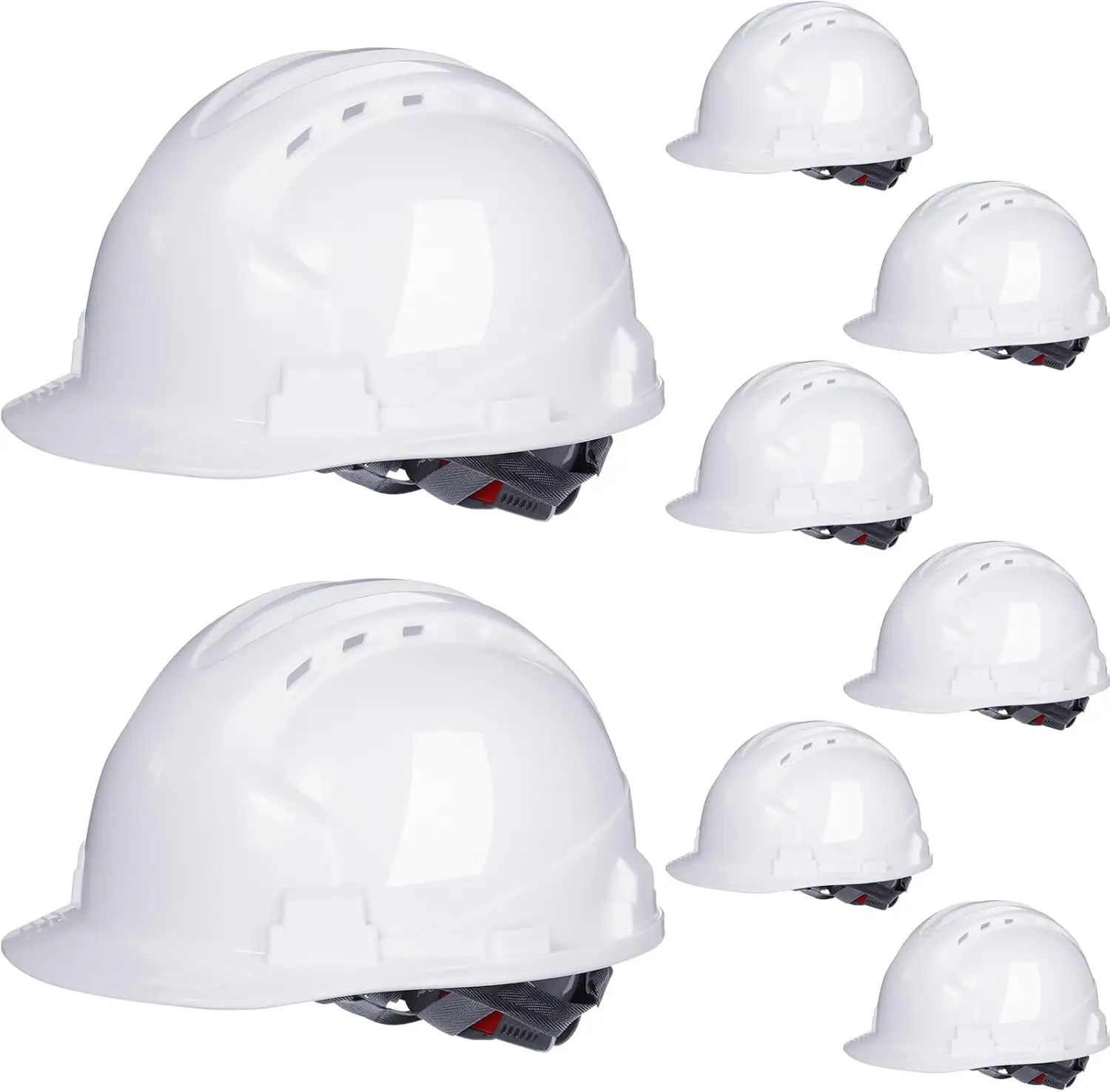 

8-Piece Adjustable Safety Helmets with Vents & Brow Pad, ABS Construction for Men's Work Head Protection