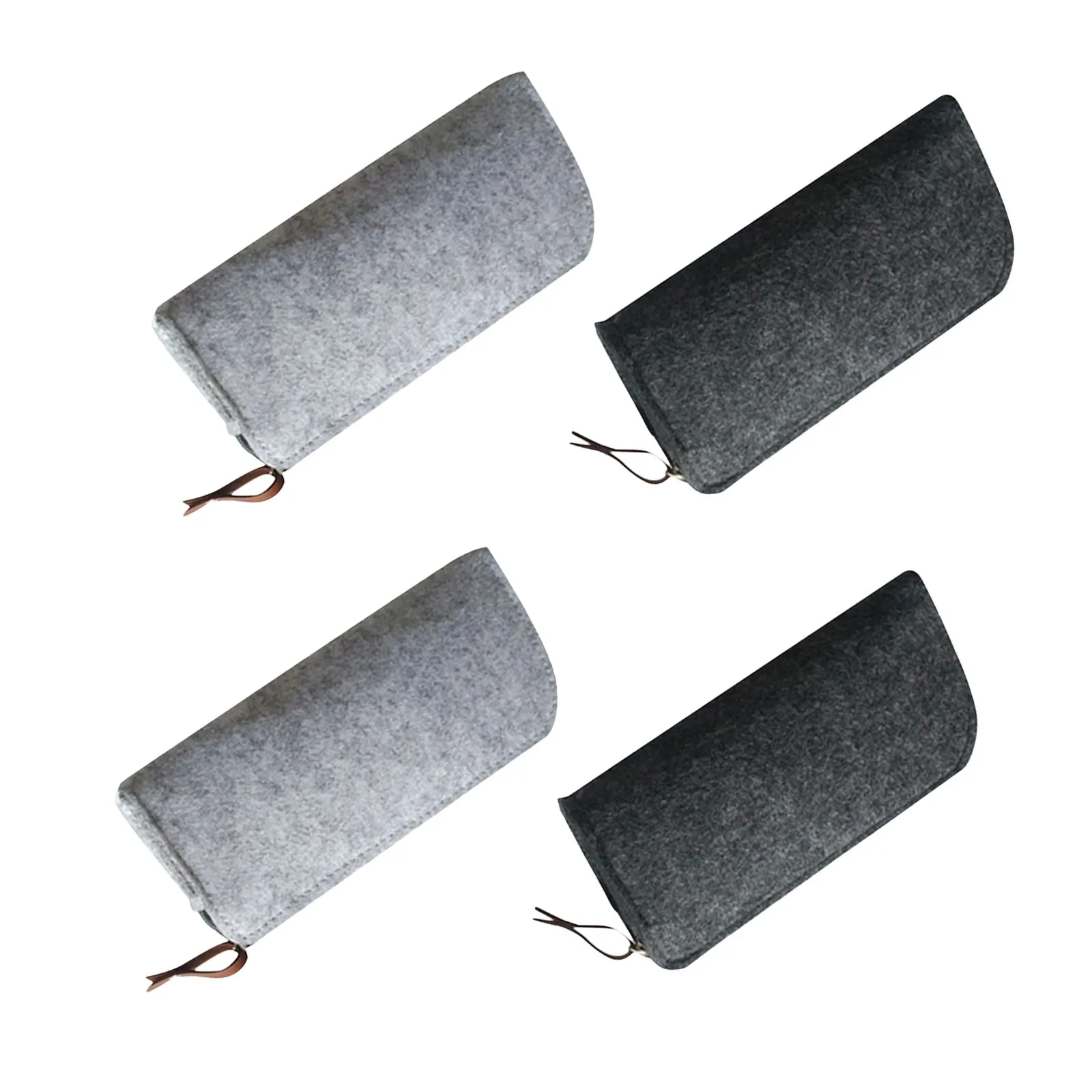 4pcs Soft Felt Pencil Case Set with Zipper – Pen Pencil Eraser Makeup Coin Organizer Pouch