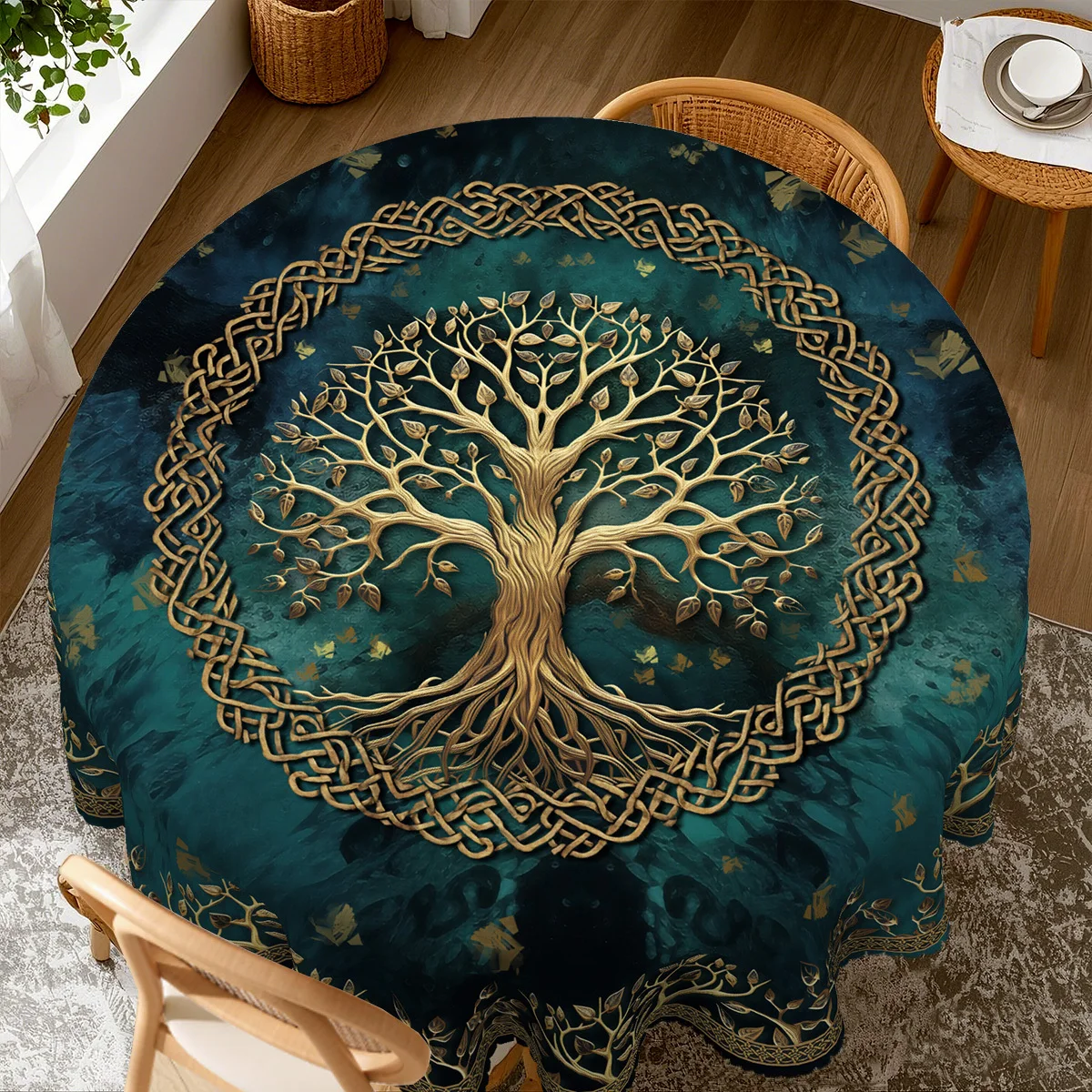 Tree of Life pattern tablecloth, with a mysterious and natural style, perfectly enhancing family gatherings and partieszyc