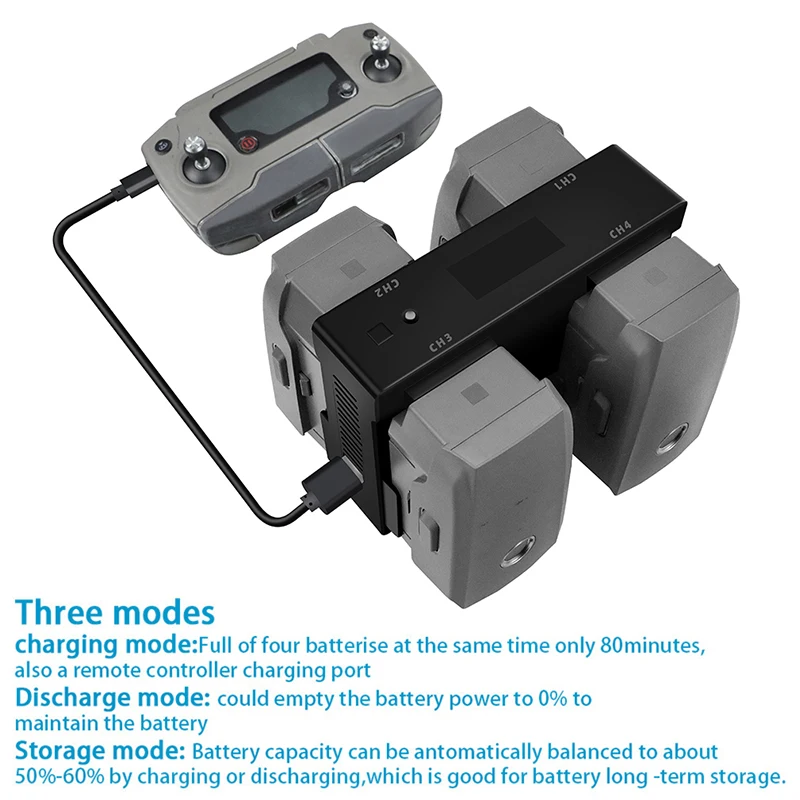 Imagem -04 - Carregador Multifuncional Display Digital Carregador de Carro Armazenamento Acessórios de Descarga Dji Mavic Pro Zoom Drone Fly Battery Hub