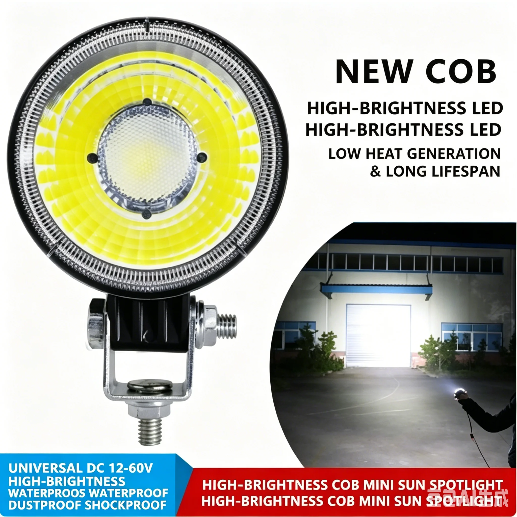 Car Truck Led Reversing Lamp Trailer Side Light Tire Light Sidelight Waist Light Cob Small Sun with Lens Super Bright Modified