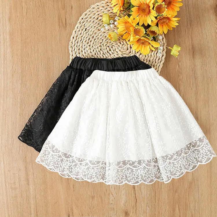 

2025 Baby Girls Flowers Embroidery Lace Birthday Princess Skirts Fashion Kids Children Spring Autumn Summer Clothes Shorts Skirt