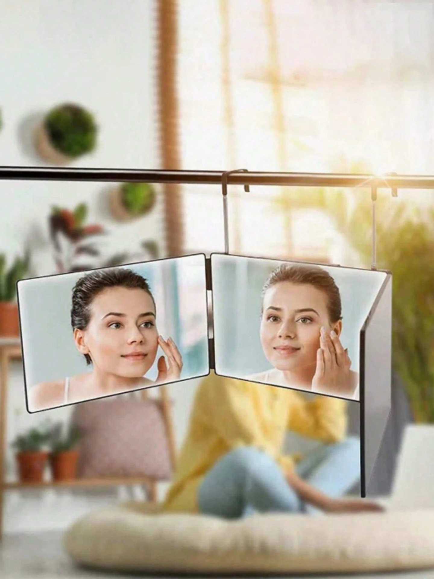 Faltbarer 360-Grad-Frisierspiegel ° Einstellbar, tragbar, platzsparend. Coupe, Toilette, Reise. Badezimmer-Deko, Make-up, Schulanfang. – Detail 5