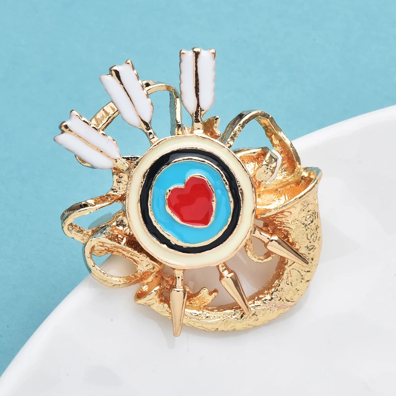 Wuli&baby Lovely Heart Cornet Brooches For Women Unisex Metal Enamel Rudder Party Casual Brooch Pins Gifts