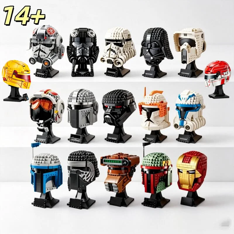 2026 novos brinquedos de festa o mandaloriano darth vader luke skywalker gravata lutador capacete blocos de construção modelo tijolos presentes aniversário