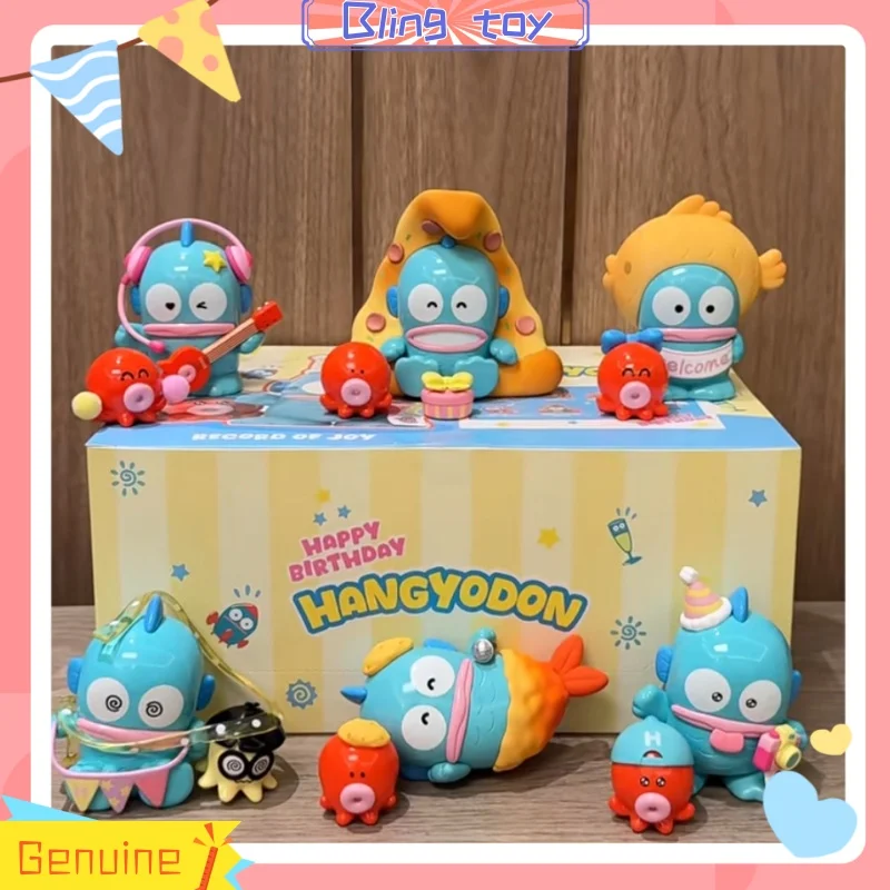 

2025 New Genuine In Stock Sanrio Half Fish Happy Birthday Series Blind Box Desktop Cute Ornament Cartoon Toy Girl Holiday Gift