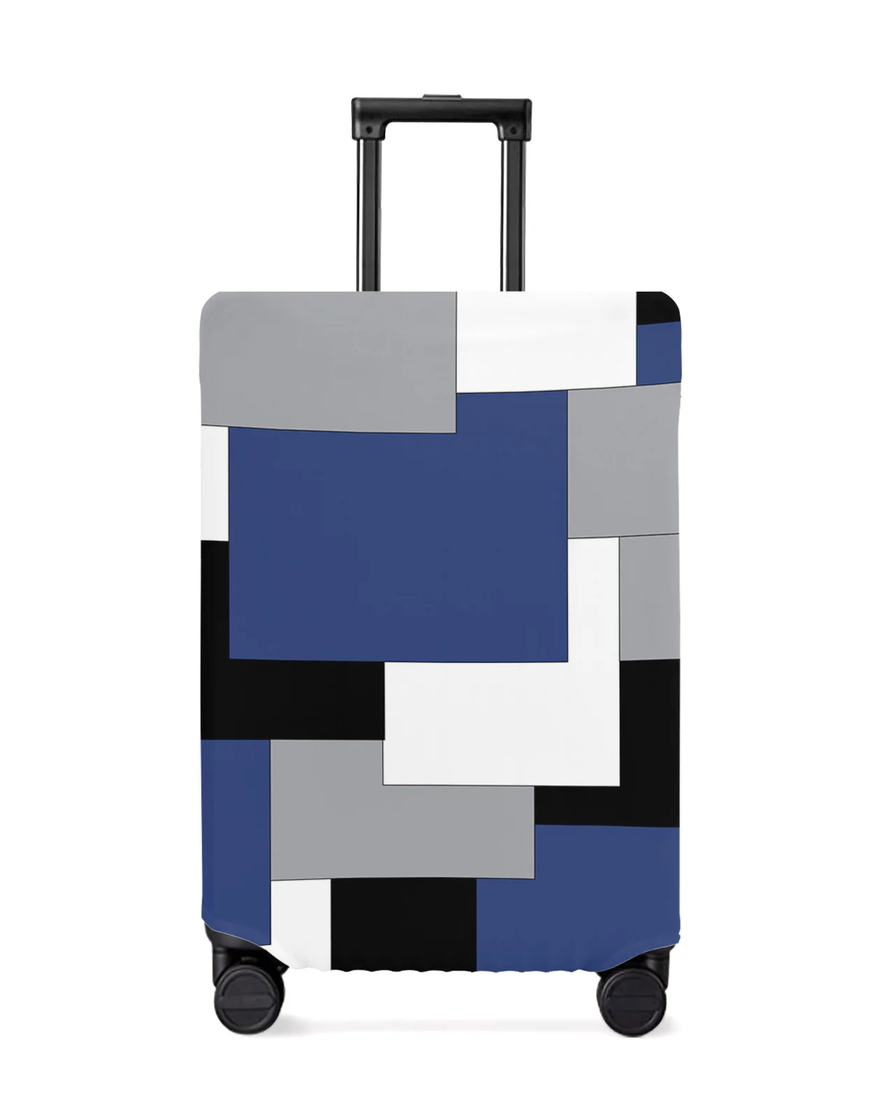 Navy Blue Black Grey Patchwork Abstract Art Travel Luggage Cover Elastic Baggage Cover Suitcase Dust Case Travel Accessories