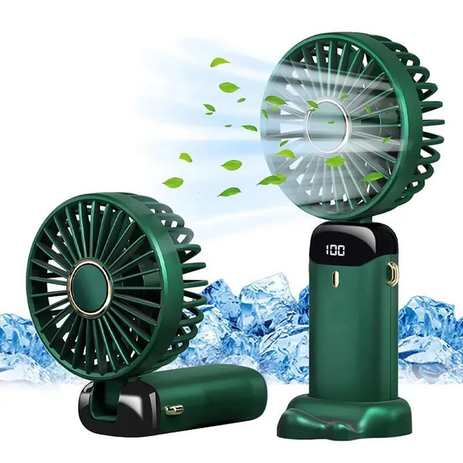 

2024 Top Selling 5000mAh Rechargeable Handheld Fan Portable Air Conditioner 90° Folding Mini Fan with 5 Gears LED Display Screen