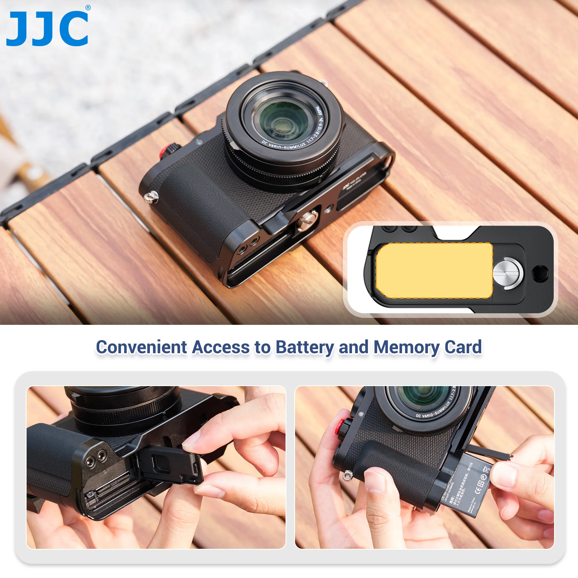 JJC Metal Handgrip L-Shape Bracket Handle for Leica D-LUX8 D-LUX 8  Camera With Arca Quick Release Plate Anti-Slip Pads Design