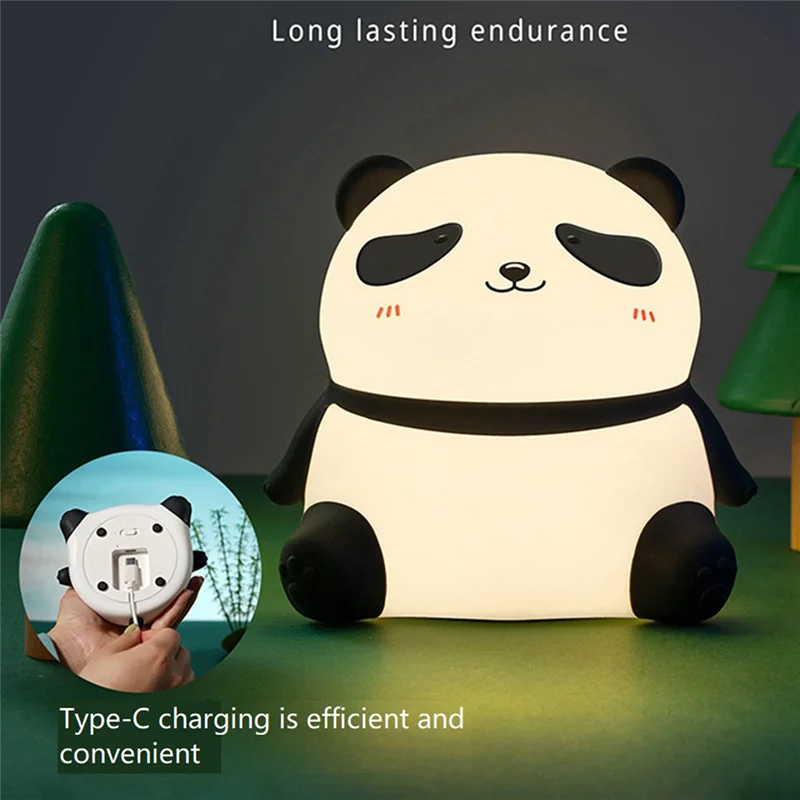 BAAG-لطيف الباندا LED ضوء الليل سيليكون USB قابلة للشحن الموقت أباجورة غرفة ديكور الأطفال ضوء الليل هدية