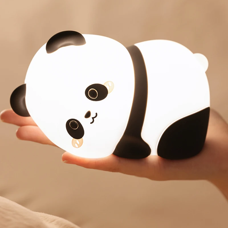 LED Night Lights Cute Panda  Silicone Lamp USB Rechargeable Dimming Bedside Decor Kids Baby nightlight Birthday Gift