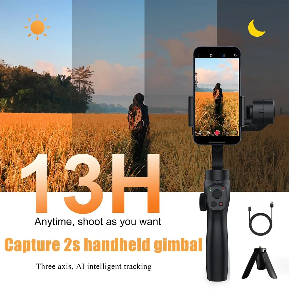 FUNSNAP Smart 3 Axis Handheld Gimbal Anti Shake Focus Wheel Face Tracking Phone Stabilizer for iPhone Android Vlog Recording